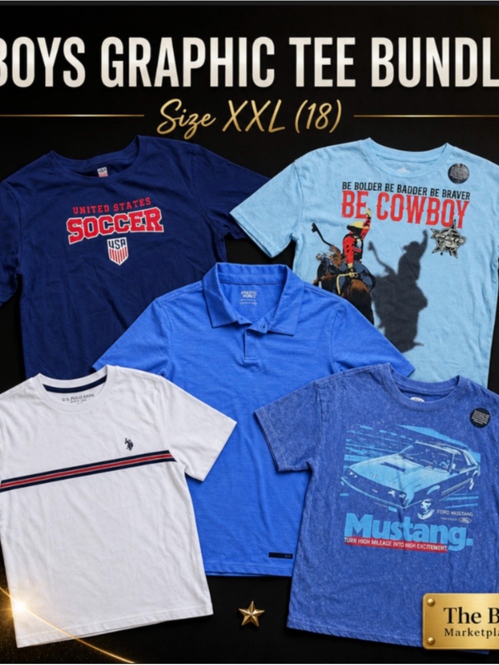 Boys Blue Graphic Tee Bundle - XXL (18)